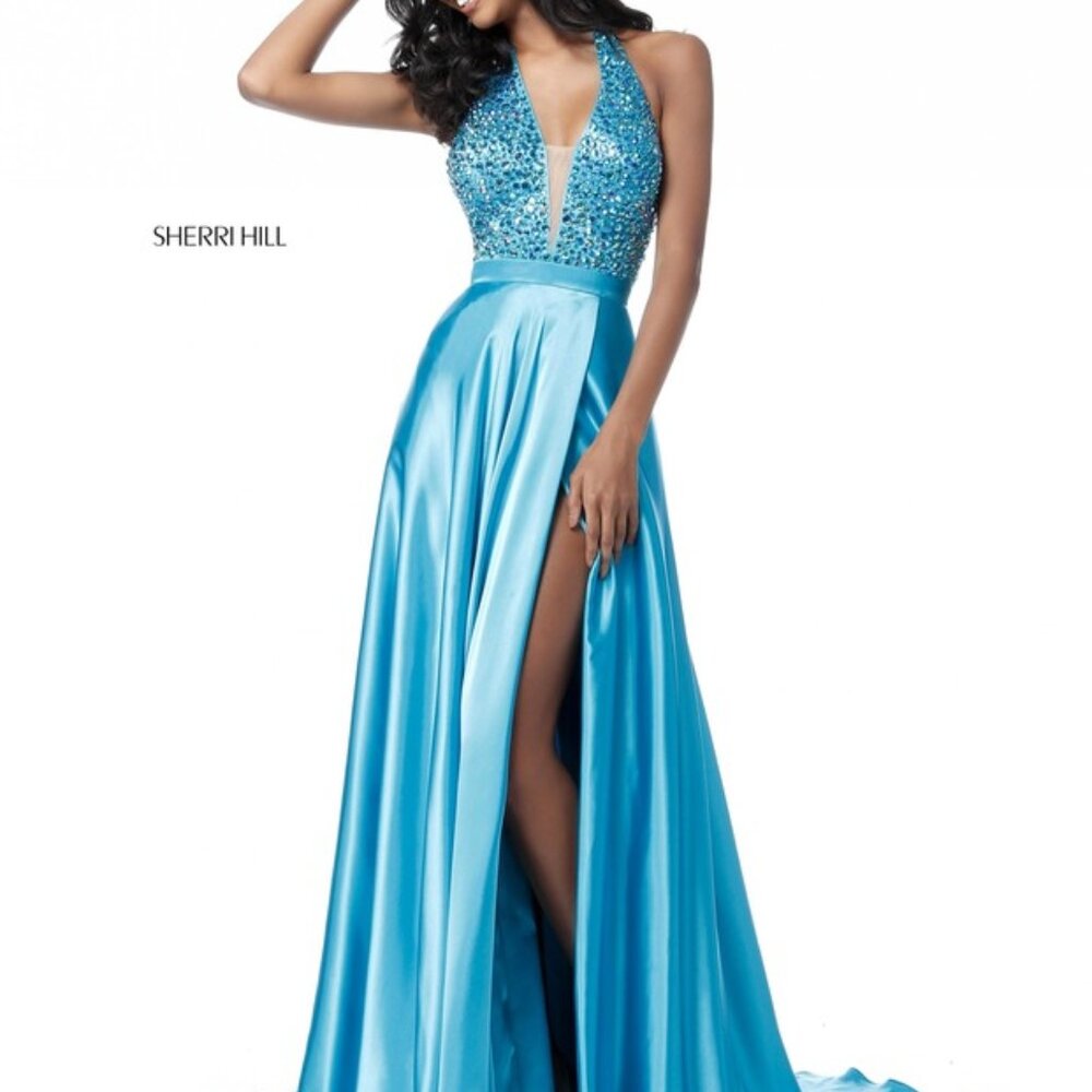 SHERRI HILL 51636 Turquoise  size 0